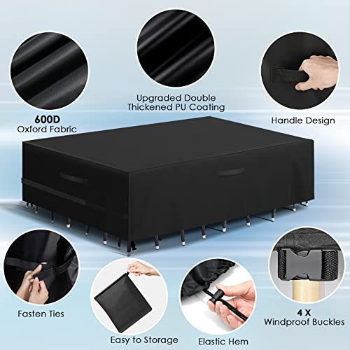GARPROVM Garden Furniture Covers,350X260X90cm Large Outdoor Table Cover 600D Heavy Duty Oxford Fabric Patio Furniture Covers Waterproof,Windproof,&Anti-UV for Chair and Table Rattan Sofa - Image 6