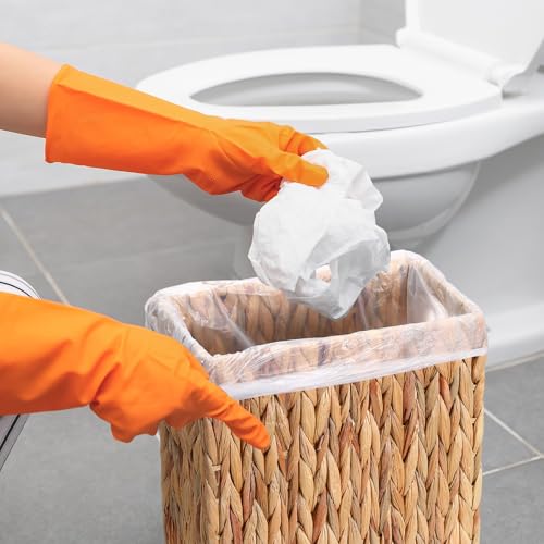 Image of Vesici 6 Gallon Wicker Waste Basket with Lid Wicker Trash Can with Built-in Handles Handwoven Garbage Can for Bedroom, Bathroom, Kitchen, and Office