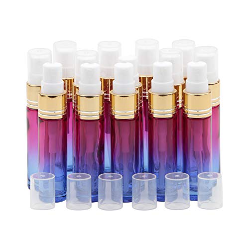 14pcs 10ml (1/3 oz) rose blue gradient color glass perfume bottle…