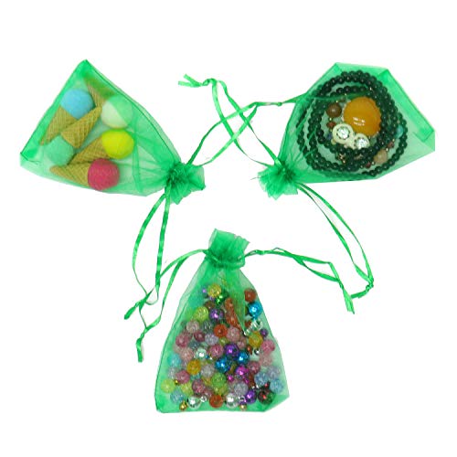 Image of Dealglad 50pcs Drawstring Organza Jewelry Candy Pouch Christmas Wedding Party Favor Gift Bags (3.5x4.5 inch, Green)