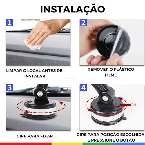 Suporte Celular Ventosa Gruda Vidro Painel Porta Parabrisa Forte Articulado Telemovel Ajustavel Carr