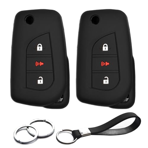 Boîtier clé Toyota anti-rayures étui silicone souple noir 3 boutons