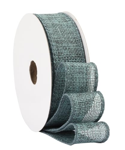 Fondersy 9-Meter Teal Burlap Ribbon Wired Burlap Ribbon, 25mm Width for Gift Wrapping Floral Arrangements, Wreath Making