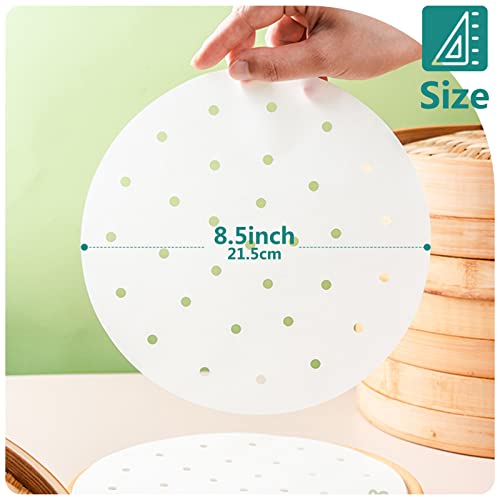 Geeric Steam Parchment Paper, 8 Inch Air Fryer Parchment Paper Liners, 100Pcs Round Perforated Bamboo Steamer Liners, Baking Liner For Air Fryers Baking Cooking Oven (White) #TOP2