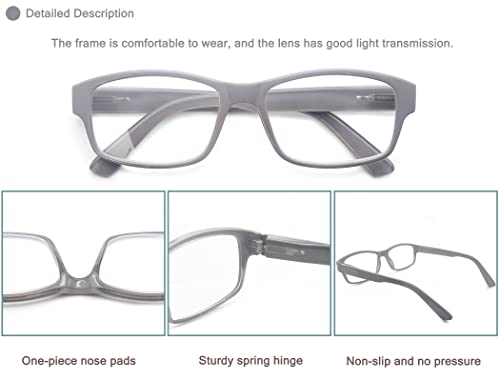HEEYYOK Reading Glasses Mens Large Rectangular Readers Glasses +2.25 For Men with Big Heads Sturdy Frame Comfortable&Wide Fit 4 Pack - Image 3