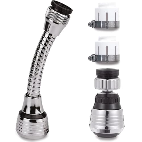 Xrten 2pcs Flexible Robinet Cuisine, Douchette Evier Cuisine, Embout Robinet Cuisine, Rallonge Robinet de Cuisine, Aérateur Robinet Cuisine (15 cm, 2 Modes)