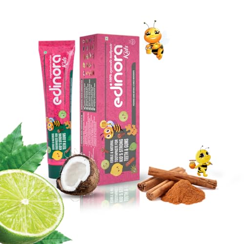 Edinora Kids natural toothpaste 90g | Oral microbial friendly | No SLS | No Parabens | No Sulphates | No harsh chemcials | Ayurvedic | Safe | Herbal | Edible grade
