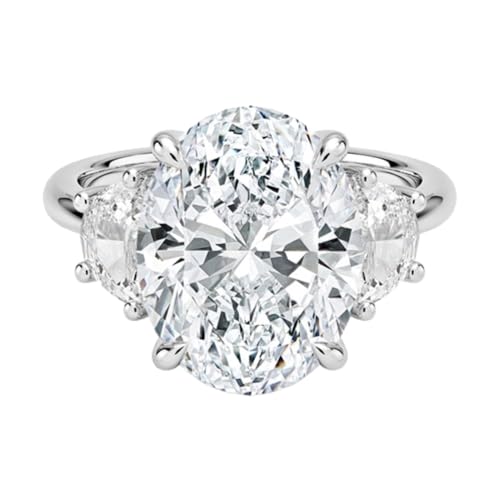 1 Ct-5 Ct Moissanite Engagement Ring Colorless VVS1 10K 14K 18K Solid Gold & 925 Sterling Silver Half Moon Three Stone Anniversary Wedding Bridal Ring Gift for Women