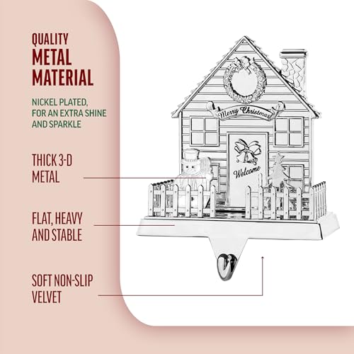 Klikel-Stocking-Holder-House-Christmas-Stocking-Hanger-for-Mantel-Shiny-Winter-House-Christmas-Stocking-Holder-for-Fireplace-Mantle-with-2D-Snowman-and-Tree-Heavy-Stocking-Holder-for-Mantle Klikel Stocking Holder House Christmas Stocking Hanger for Mantel Shiny Winter House Christmas Stocking Holder for Fireplace Mantle with 2D Snowman and Tree Heavy Stocking Holder for Mantle