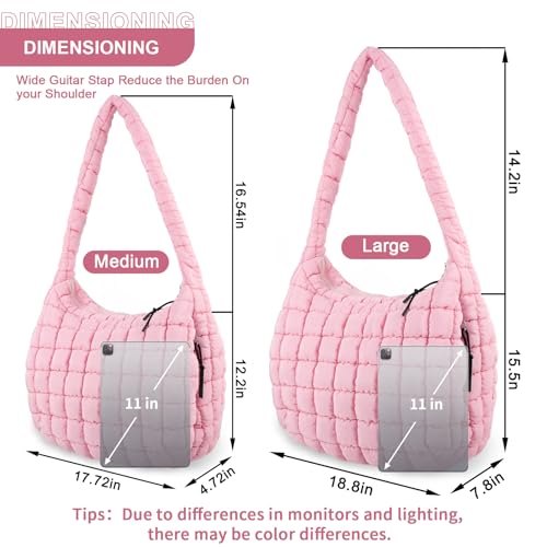Image of Quilted Puffer Tote Bag Purse Puffy Crossbody Shoulder Bag,Lightweight Nylon Hobo Bag Puffer Carryall Bag for Women Girl