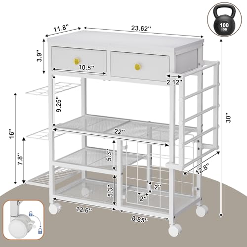 Image of Large Craft Wrapping Paper Organizers Cart, Rolling DIY Storage for Birthday with 2 Fabric Drawers, Lockable Wheels Cart for Vinyl Roll, Craft Supplies, Multi-Tier Craft Tape Holder