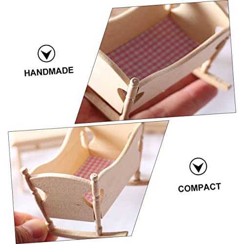 OFFIGAM 1 PC Doll House Cradle Cradle Dolls Rocking Cradle Miniatures Furniture Miniature House Dollhouse Cradle Model Crib Mini Dolls Bassinets Wooden - Thumbnail 5