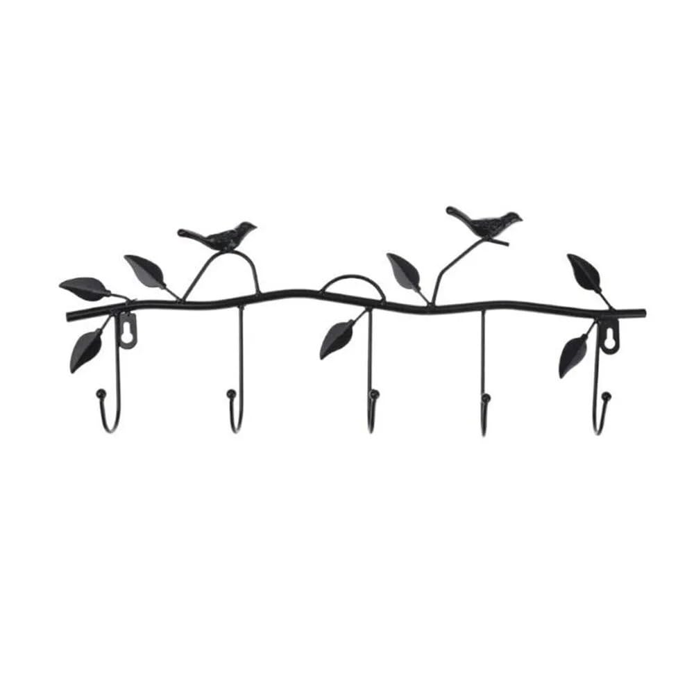 YQINQIN83B Coat Hangers Iron Crafts, Sheet Hanger, Wall-Mounted Bird Hook, Rack, Balcony, Black, White, Bronze, 5 Hooks for Bedroom(Black)