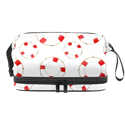 Multi-Functional Storage Travel Cosmetic Bag with Handle,Red Lifebuoy,Large Capacity Travel Cosmetic Bag