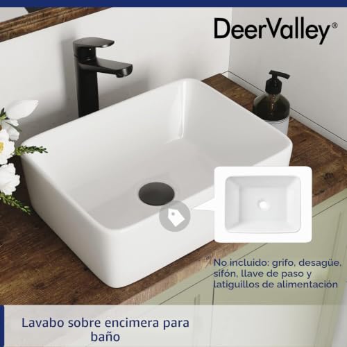 Lavabo rectangular blanco DeerValley moderno para lavabo de baño y guardarropa 8
