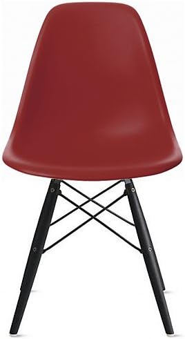 Miniatura 3 de 2xhome, Sillas de comedor modernas sin brazos con patas de madera negra, color rojo, juego de 4