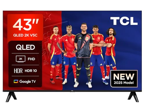TCL 43V5C - Smart QLED Full HD de 43' Direct LED TV con Android TV y HDR - Compatible con Google Cast y Google Home, diseño Delgado [Clase de eficiencia energética F]