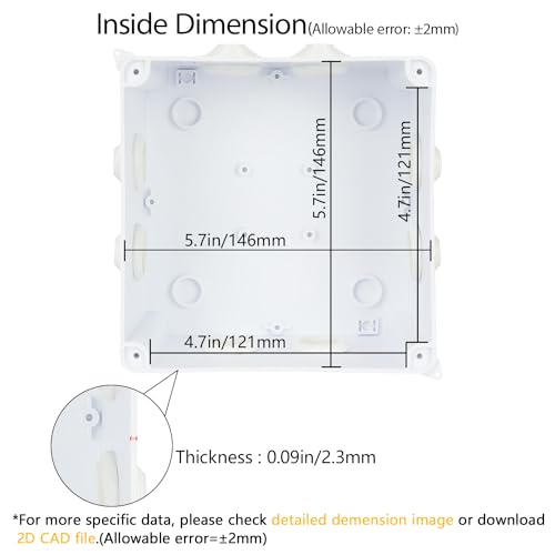 LeMotech Junction Box, ABS Plastic IP65 Waterproof and Dustproof, Universal Electrical Enclosure, Outdoor and Indoor Project Box 5.9X 5.9X 3.9 inch (150 x 150 x 100 mm)