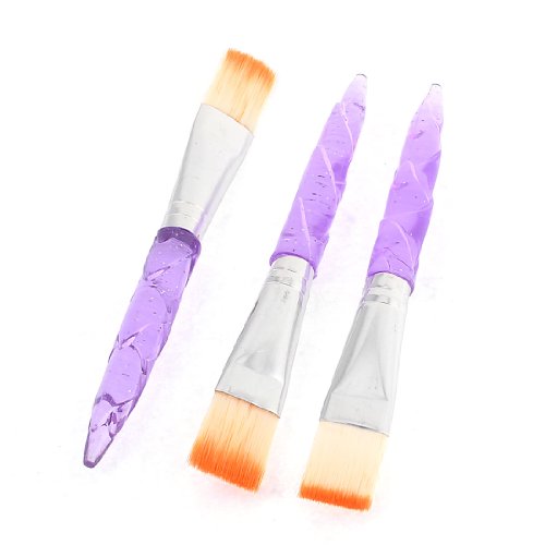 uxcell 3 Pcs Beauty Tool Clear Purple Plastic Handle Mud Mask Brush for Woman