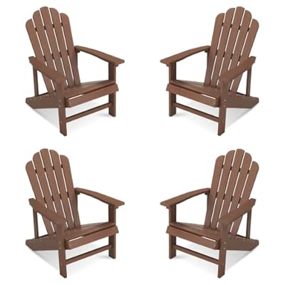 ACUEL Adirondack Chairs Set of 4, All-Weather Resistant Lawn Chairs,Patio Firepit Chairs for Garden, Looks Like Real Wood- 15min Assembly 350 Lbs