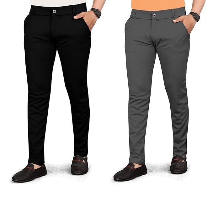 twowings india Men's Cotton Blend Slim Fit Formal Trousers | Stretchable Office Wear Pants for Men | Comfortable & Stylish Pants Pack of 2-picture-12
