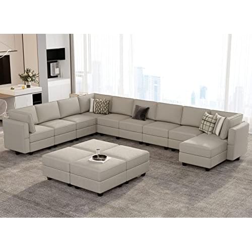 Belffin Oversized Modular Sectional Sofa U Shaped Couch with Storage Seat Velvet Sectional Sleeper Sofa Set with Chaise Velvet Grey… U Set-3 Grey