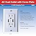 RV Designer S850, AC Dual Outlet with Cover & 2 USB Charge Ports, White