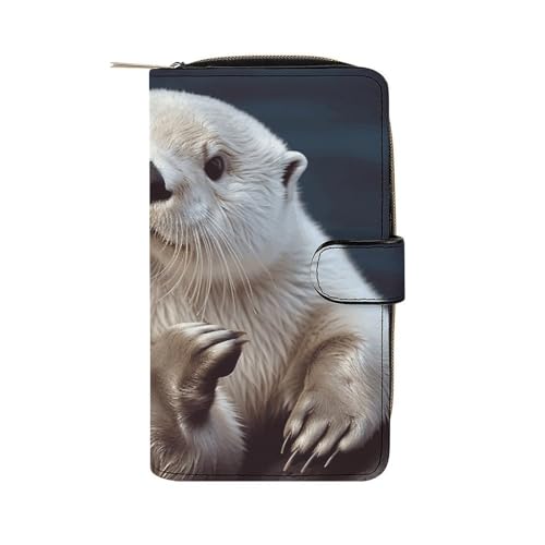 White Otter Wallet Multifunctional Wallets for Men Compact Wallet Purse Passport Bag