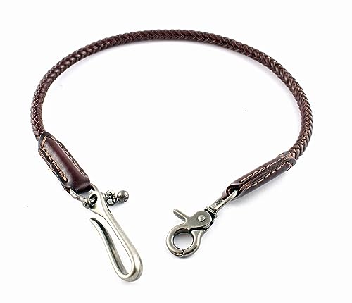 Generisch Hosenkette mit Karabiner Schlüsselkette Kellnerkette aus Leder & Stahl Brieftaschenkette 60 cm Sicherheits Wallet Chain (Dunkelbraun) Generisch Hosenkette mit Karabiner Schlüsselkette Kellnerkette aus Leder & Stahl Brieftaschenkette 60 cm Sicherheits Wallet Chain (Dunkelbraun)
