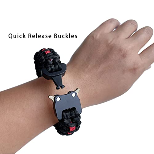 SU LIFE Pulseiras Paracord feitas à mão com bandeira dos EUA e fivelas de liberação rápida de metal