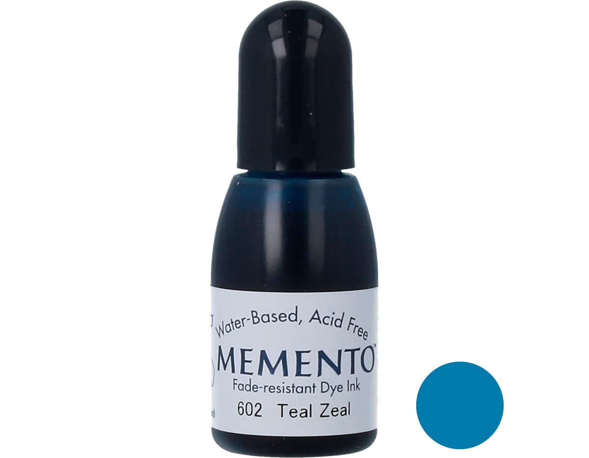 Tsukineko Memento Fade Resistant Water-Based Dye Inker, 1/2 Fluid Ounce, Teal Zeal-image-43