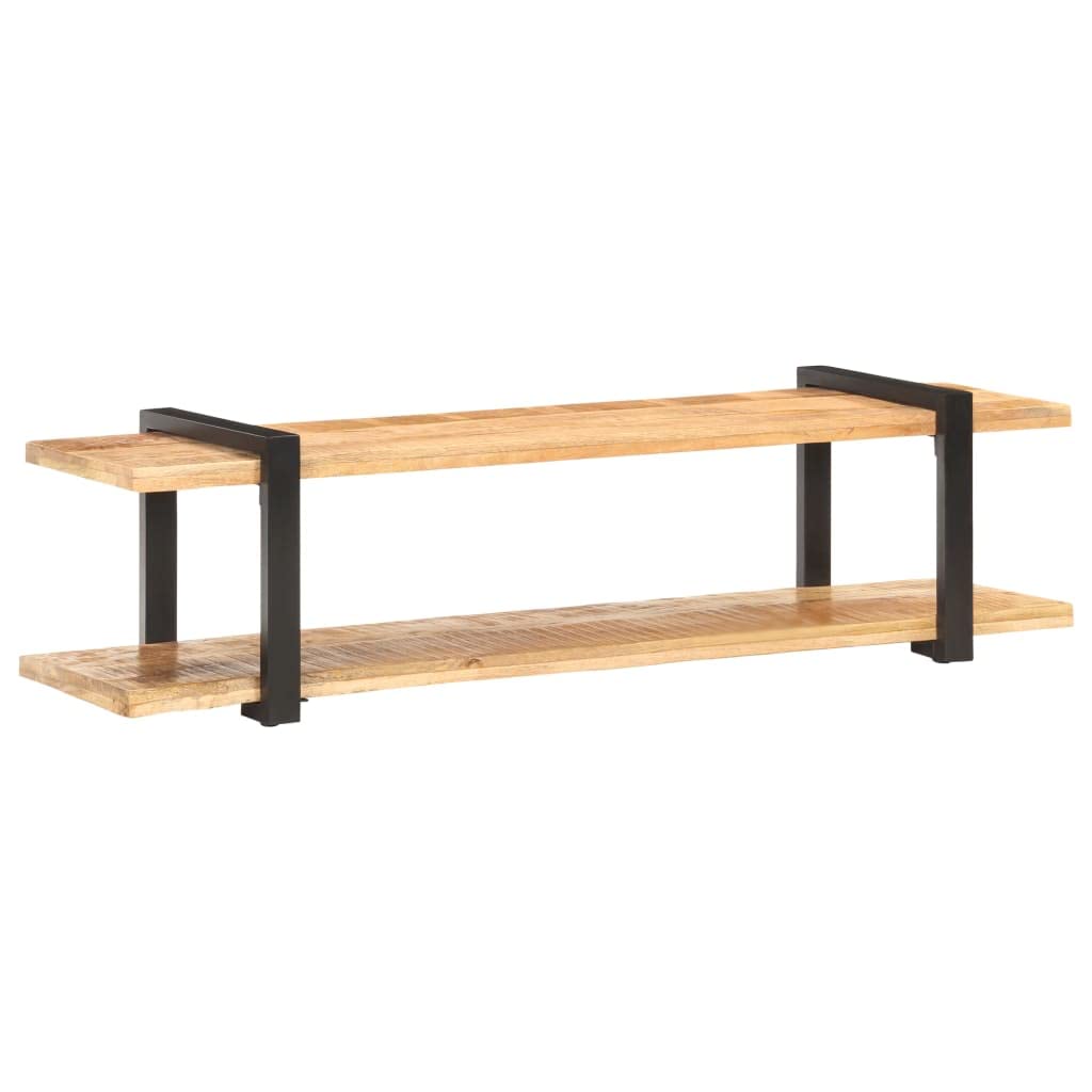 TV-Ständer, TV-Schrank, 160 x 40 x 40 cm, massives raues Mangoholz, Wohnzimmer, Media-Center, Aufbewahrungskonsole