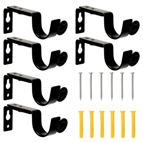 Scettar 6 Pièces Support Tringle Rideaux, Support Mural Réglable, Support pour Tringle à Rideau en Métal, Support de Rideau avec 12 Pièces Vis de...