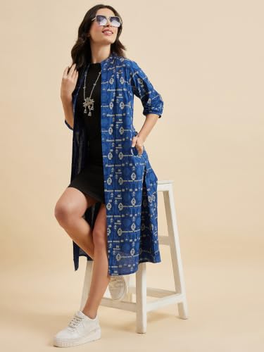 Image of Azira Cotton Abstract Print Front Open Shrug & Calf Length & Western & Casual Wear & Summer Wear & Shrugs for Woman Stylish