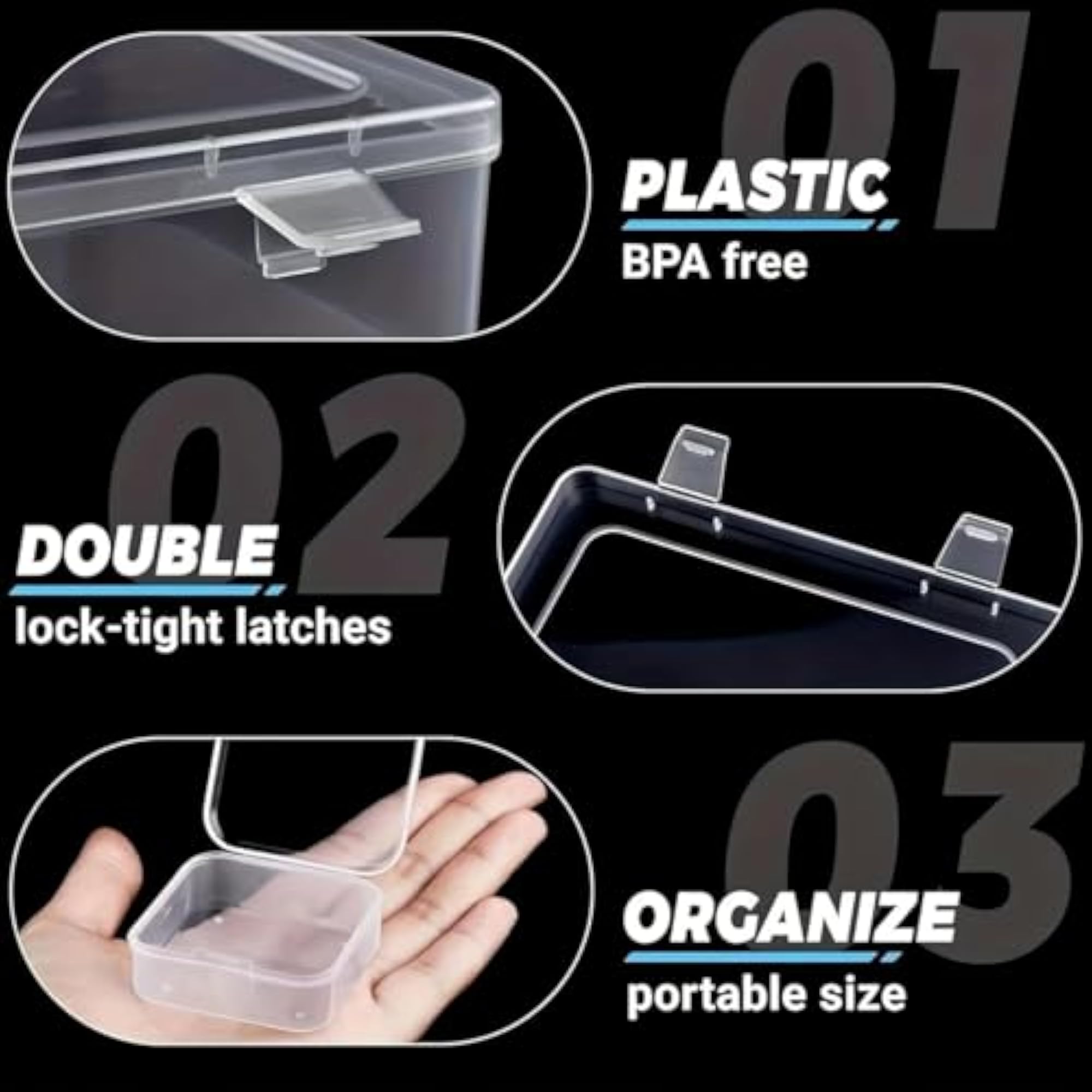 12 Pcs Clear Plastic Storage Box Set