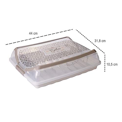 Boleira com Tampa Porta Bolo Retangular Trava e Alça Retrô