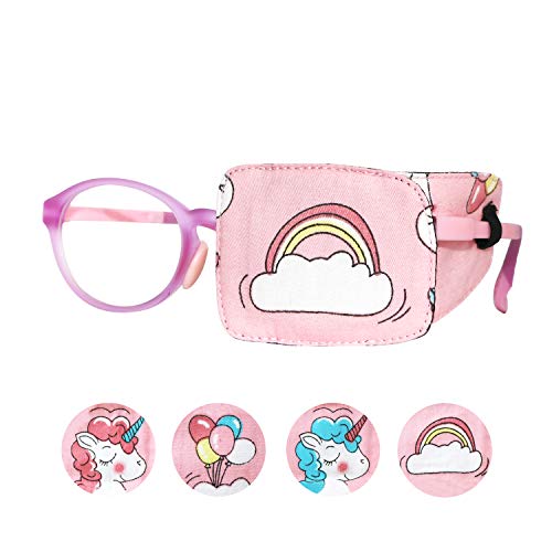 Astropic Cotton & Silk Eye Patch for Kids Glasses (Left Eye, Rainbow)