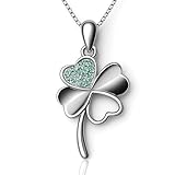 DARLOK Collar Mujer Plata de Ley 925, Colgante Mujer, Regalo Aniversario Pareja, Regalo Cumpleaños Madre, Amiga, Novia, Hija, Esposa, Cumpleaños o Navidad, Cadena Plata (Plata - Verde)