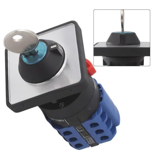 URPIZY 16 A 380 V - Clé à contacts argentés pour automatisation industrielle - Interrupteur à bascule avec verrouillage de sécurité - 8 broches - Bleu