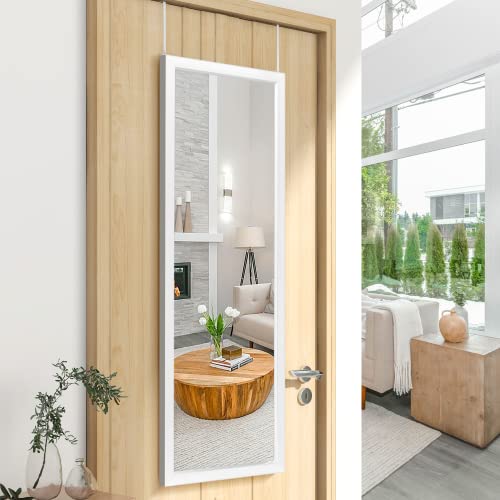Image of NeuType Full Length Mirror - Over The Door or Wall Mounted, Hanging or Leaning, 51 inchx18 inch, White