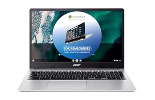 Acer Chromebook 315 CB315-4HT-C5B3, Ordinateur Portable Tactile 15,6'' Full HD IPS, PC Portable (Intel Celeron N4500, RAM 4 Go, 128 Go eMMC, UHD Graphics, Chrome OS), Laptop Gris, Clavier AZERTY