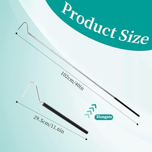 Image of 40 Inch Snake Hook, Large Retractable Snake Grappling Hook, Stainless Steel Snake Pick-Up Tool, Extensible Pet Snake Accessories for Ball Python