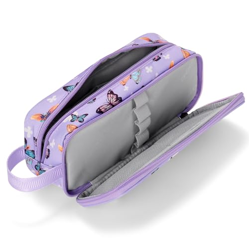 Image of Choco Mocha Girls Pencil Case for Kids, Soft Large Zipper Pencil Pouch for Kids with 2 Compartments Girls Pencil Case for School Rainbow Pencil Bag, Pink