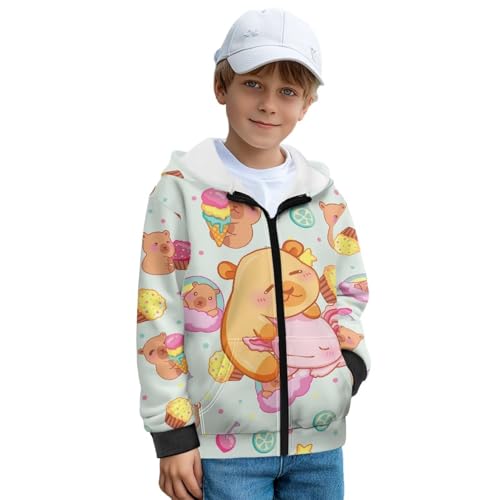 Girls Zip Up Hoodies Printed Zipper Sweatshirts Hooded for Toddler Kids Fall Outfits with Pockets