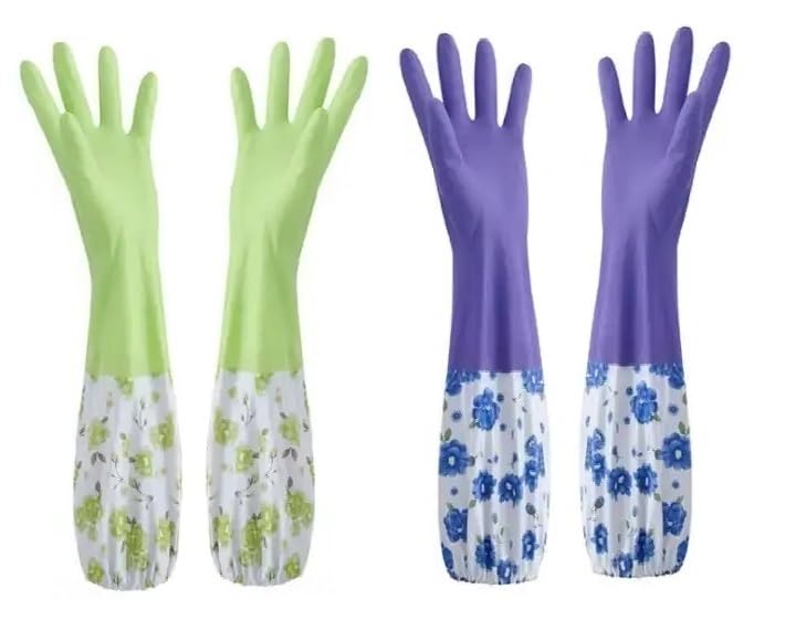 GDNK Reusable Rubber Latex PVC Flock lined Long Sleeves elbow length Hand Gloves for Kitchen Dish-Washing, Cleaning Gloves (2 Pair) (B0DCKCKQDV) Amazon Price History, Amazon Price Tracker