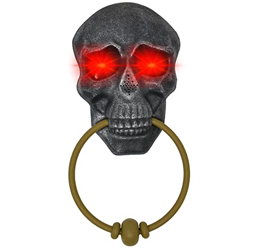 Halloween Doorbell Door Knocker Skull Scary Bell Animated with Blinking Lights and...
