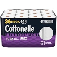 Cottonelle Ultra Comfort Soft Toilet Paper, 1 Mega Rolls = 4 Regular Rolls Pack of 48