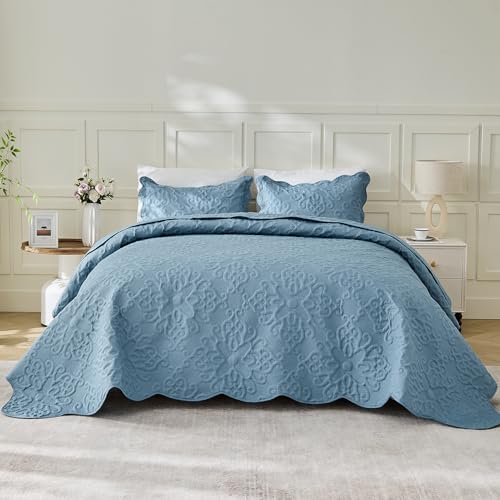 Image of Kingnex Oversized King Bedspreads 128x120 Dusty Blue