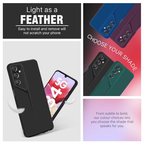 Image of WOW IMAGINE Slim Back Cover for Samsung Galaxy M34 5G | Galaxy F34 5G | Blade Series Ultra Thin Case with Lightweight Design | Camera Protection | Soft Matte Silicone Flexible Mobile Case - Black