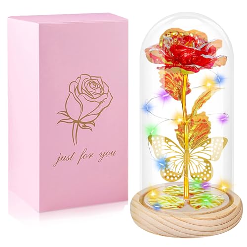 Gifts for Mom Mothers Day Rose Gifts Birthday Gifts for Women, Mom Gifts for Mother Day from Daughter Galaxy Glass Red Butterfly Flowers Rose Gifts for Sister,Grandma,Her,Wife,Anniversary,Wedding